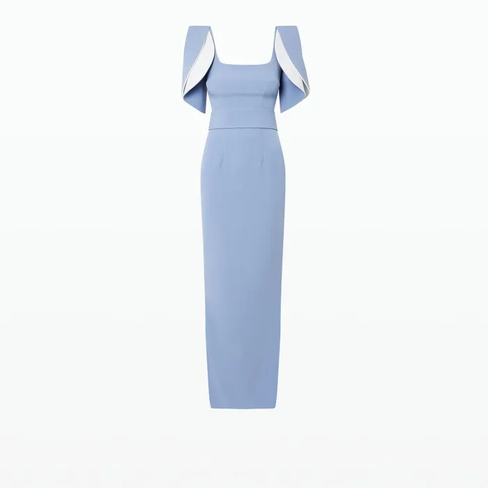 Safiyaa Dara Blue Ash Long Dress Women Dresses
