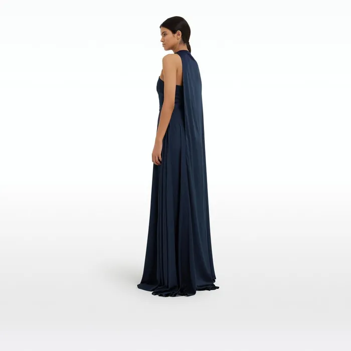 Safiyaa Drapina Sapphire Long Dress Women Dresses
