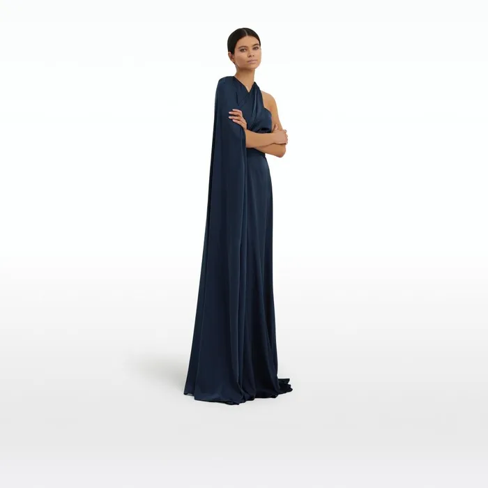 Safiyaa Drapina Sapphire Long Dress Women Dresses