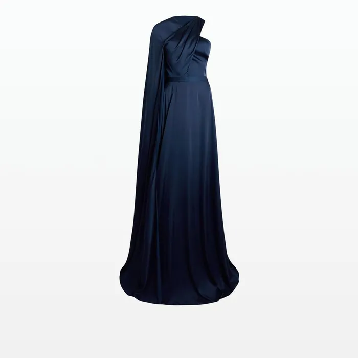 Safiyaa Drapina Sapphire Long Dress Women Dresses