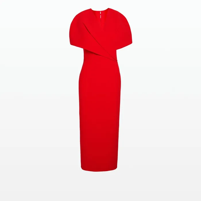 Safiyaa Flora Cherry Red Midi Dress Women Dresses