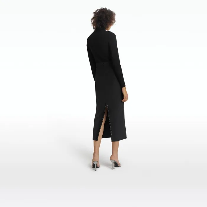 Safiyaa Grainee Black and Nuit Trim Embroidery Skirt Women Skirts