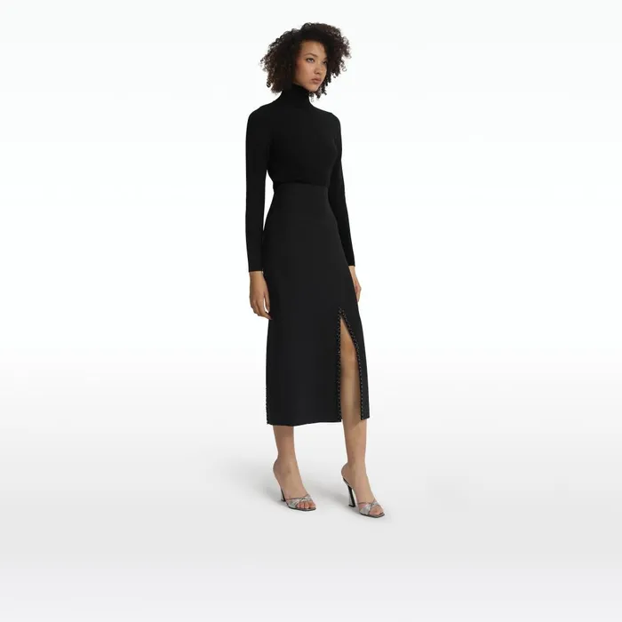 Safiyaa Grainee Black and Nuit Trim Embroidery Skirt Women Skirts