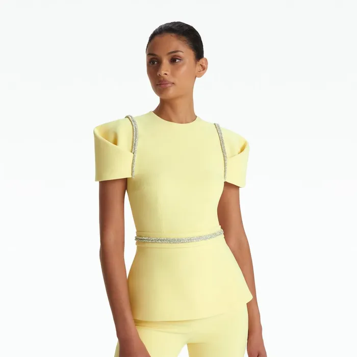 Safiyaa Halo Pale Yellow Top Women Tops