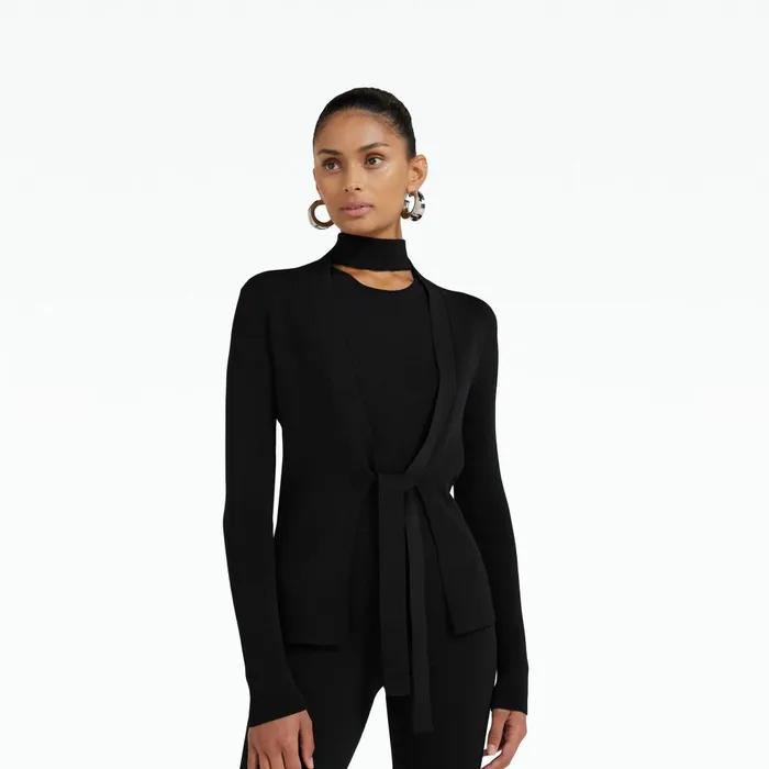 Safiyaa Mani Black Knit Cardigan Women Knitwear