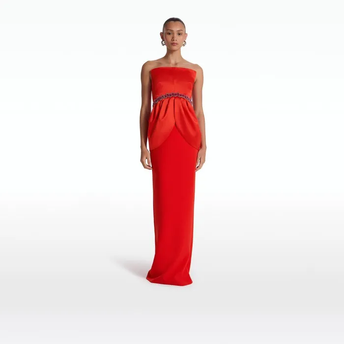 Safiyaa Marrie Scarlet Red Long Dress Women Dresses
