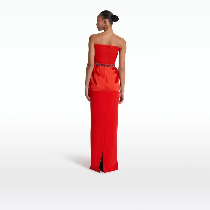 Safiyaa Marrie Scarlet Red Long Dress Women Dresses