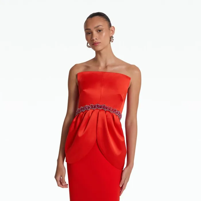 Safiyaa Marrie Scarlet Red Long Dress Women Dresses