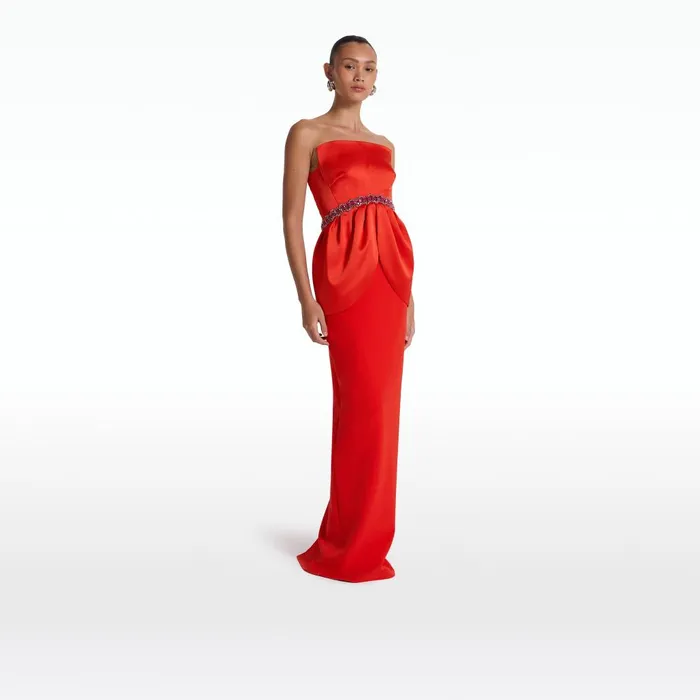 Safiyaa Marrie Scarlet Red Long Dress Women Dresses