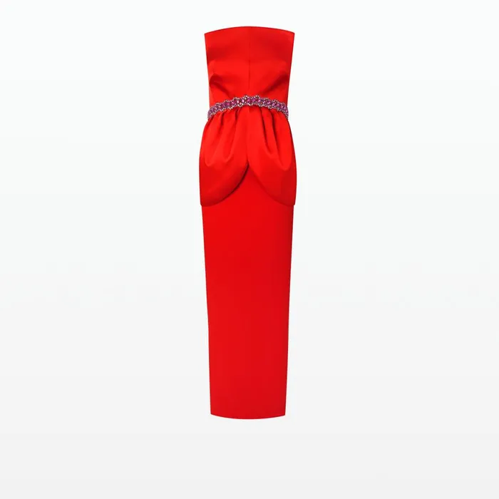 Safiyaa Marrie Scarlet Red Long Dress Women Dresses