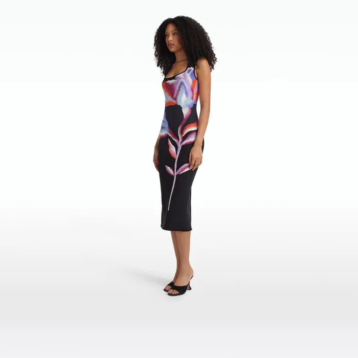 Safiyaa Nura Black Knit Midi Dress Women Knitwear