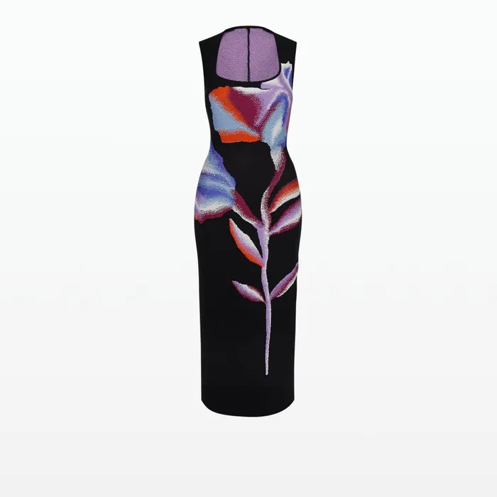 Safiyaa Nura Black Knit Midi Dress Women Knitwear