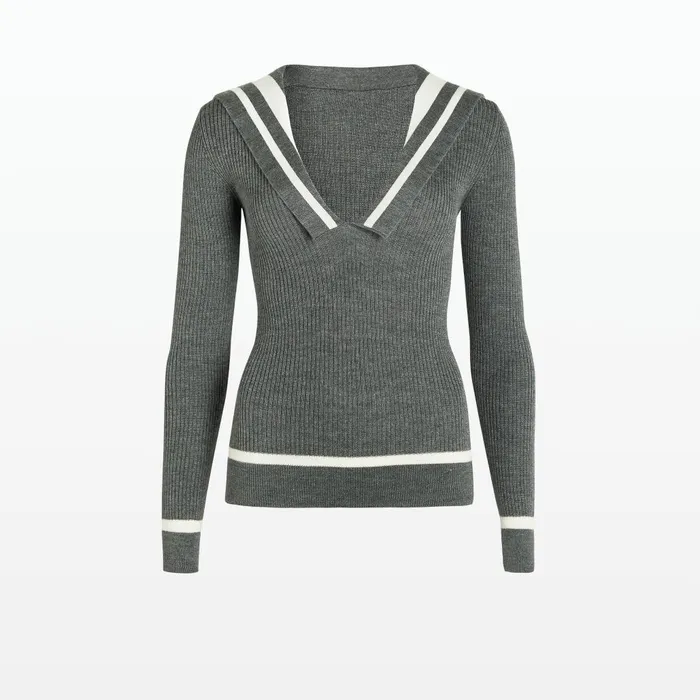Safiyaa Odette Stone Melange and Ivory Knit Women Tops