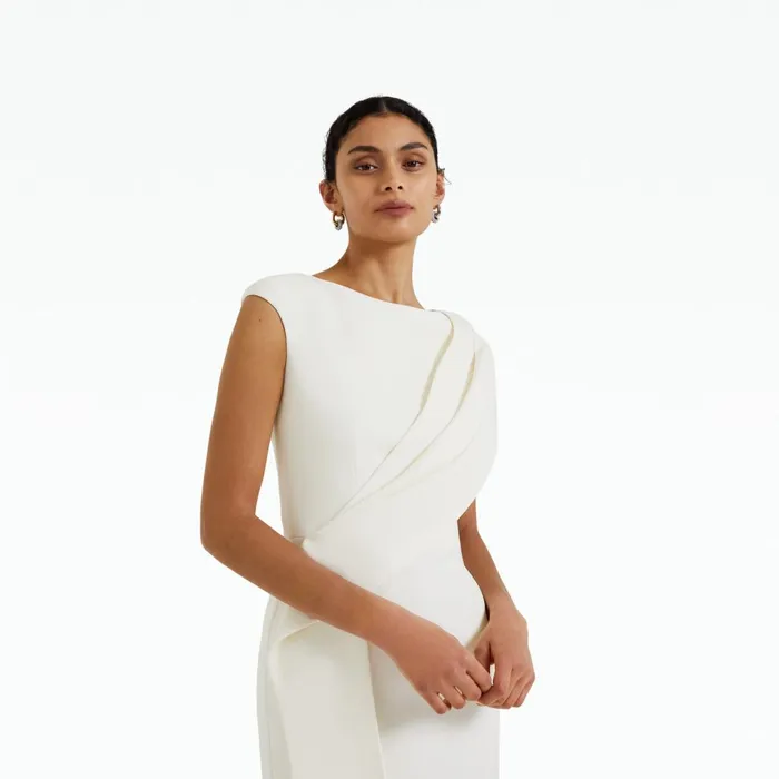 Safiyaa Regina Ivory Midi Dress Women Dresses