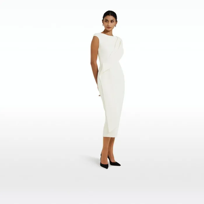 Safiyaa Regina Ivory Midi Dress Women Dresses