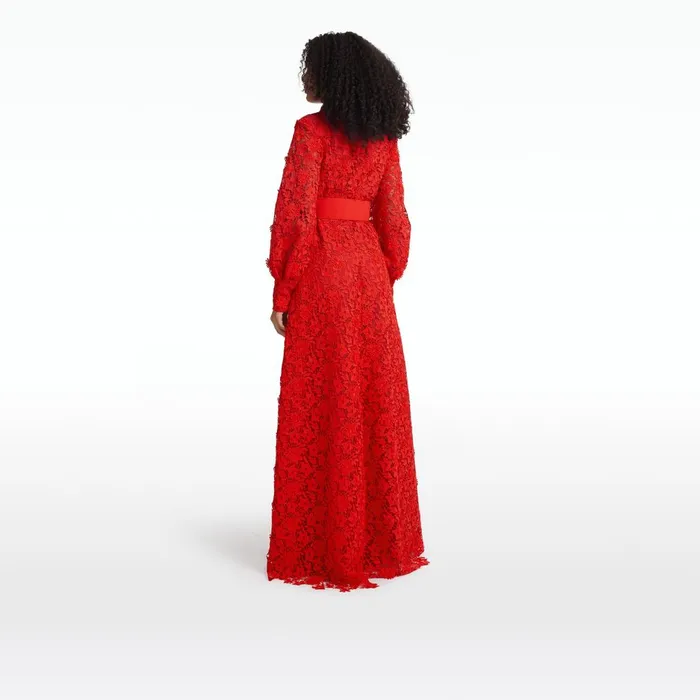Safiyaa Salma Lacquer Red Long Dress Women Dresses