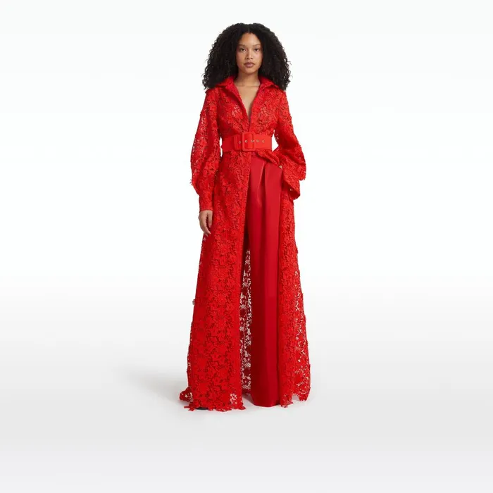 Safiyaa Salma Lacquer Red Long Dress Women Dresses