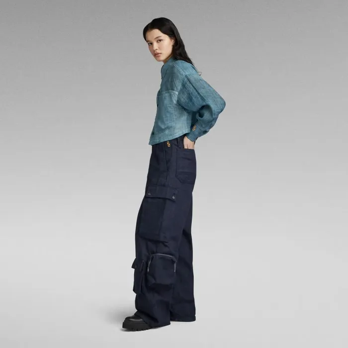 Shirts and Blouses Women GStar RAW GSRR Utility Shirt Cold Dyed Midnight Blue