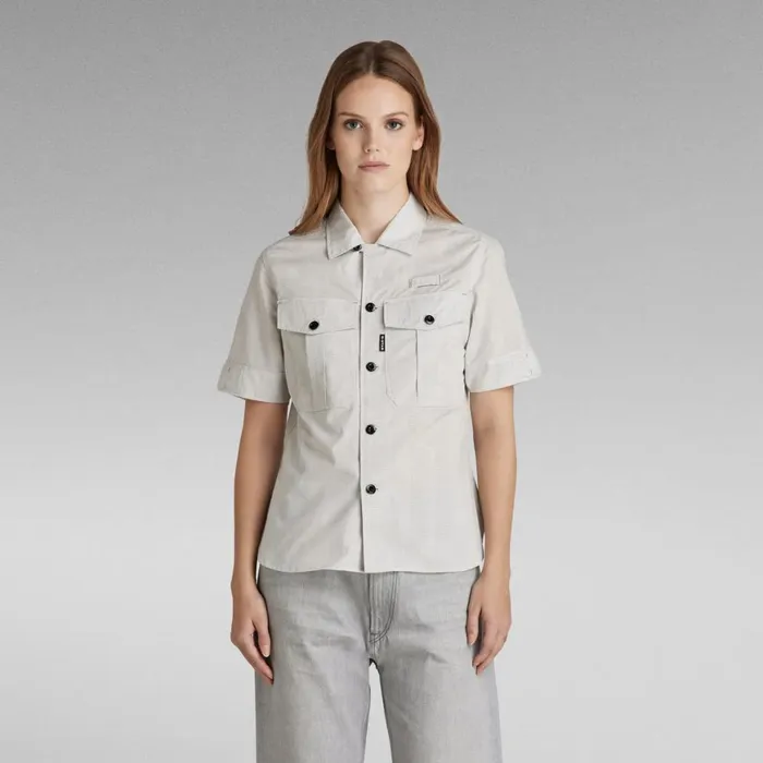 Shirts and Blouses Women GStar RAW Officer TShirt Whitedark Black Jacquard