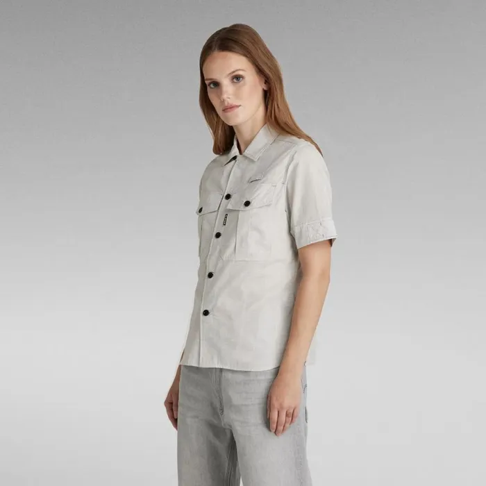 Shirts and Blouses Women GStar RAW Officer TShirt Whitedark Black Jacquard
