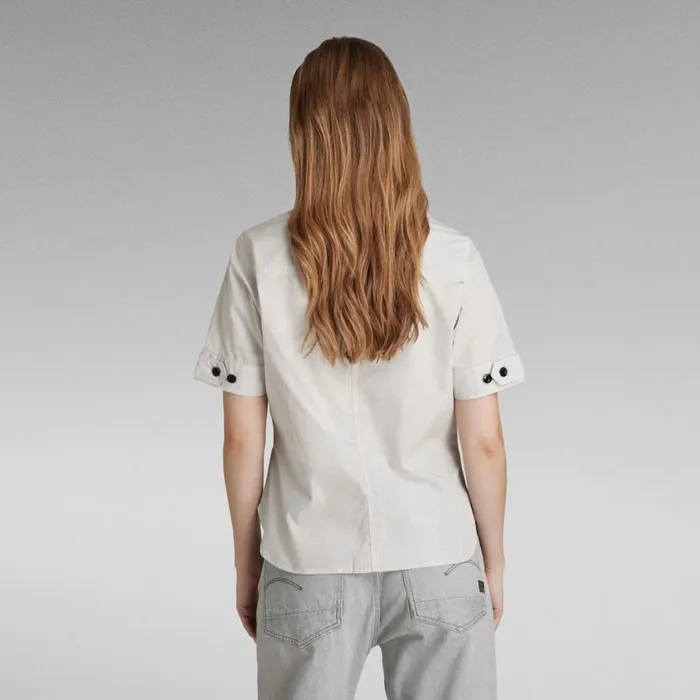 Shirts and Blouses Women GStar RAW Officer TShirt Whitedark Black Jacquard