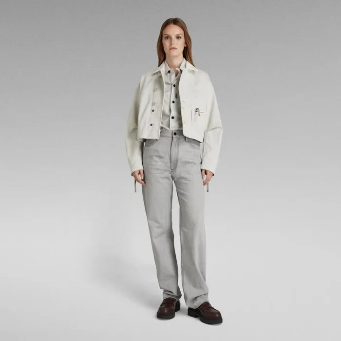 Shirts and Blouses Women GStar RAW Officer TShirt Whitedark Black Jacquard