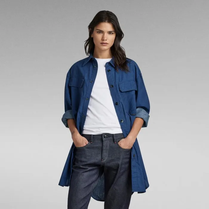 Shirts and Blouses Women GStar RAW Oversized Flap Pocket Shirt Evergreen Rinsed Shirts and Blouses Women GStar RAW Oversized Flap Pocket Shirt Evergreen Rinsed