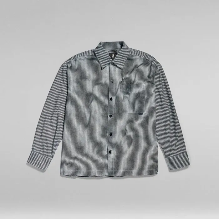 Shirts Men GStar RAW Boxy Fit Shirt Rinsed Deck Stripe