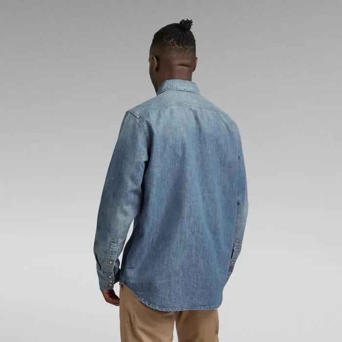 Shirts Men GStar RAW Premium 3301 Regular Denim Shirt Faded Cadet Blue