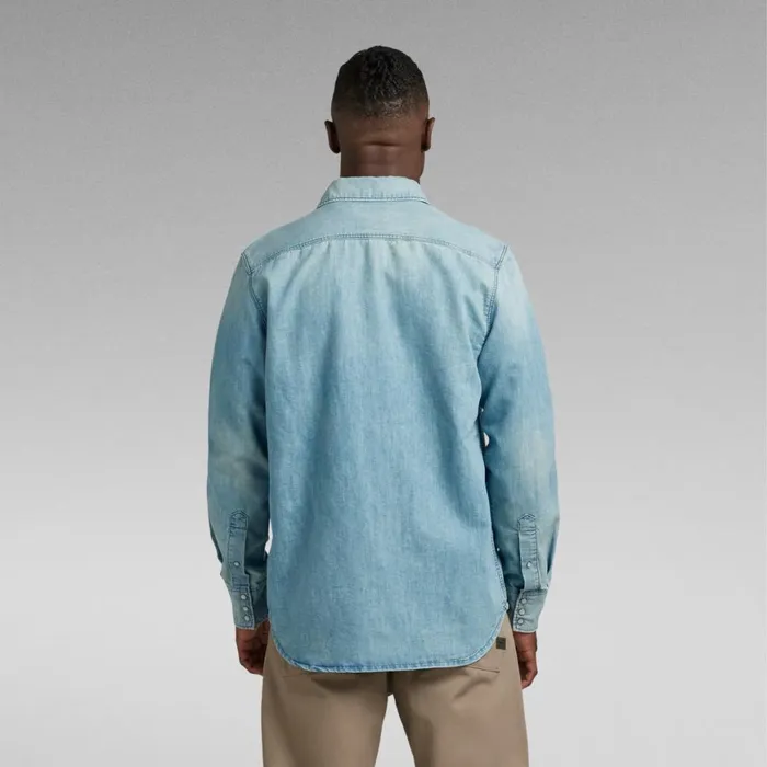Shirts Men GStar RAW Premium 3301 Regular Denim Shirt Sun Faded Cadet Blue