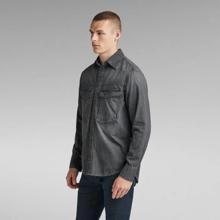 Shirts Men GStar RAW Unisex Dakota Regular Shirt Faded Black Jasper