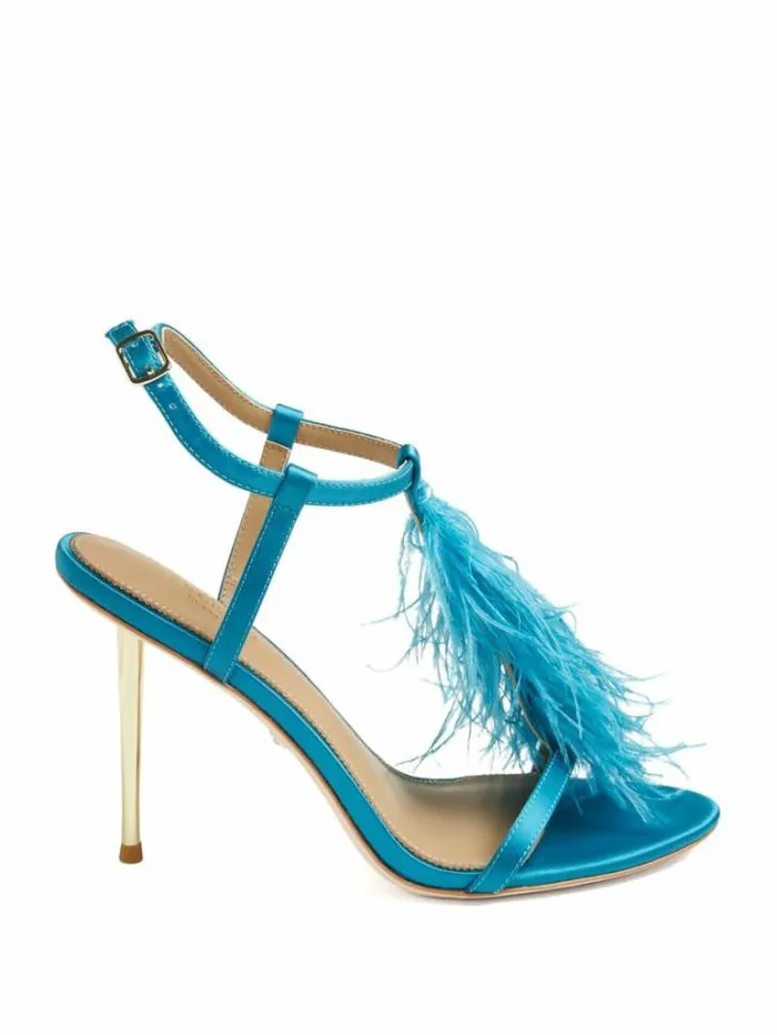 Shoes Women Marciano Reyon Feather Satin Heel Blue Opal Shoes Women Marciano Reyon Feather Satin Heel Blue Opal