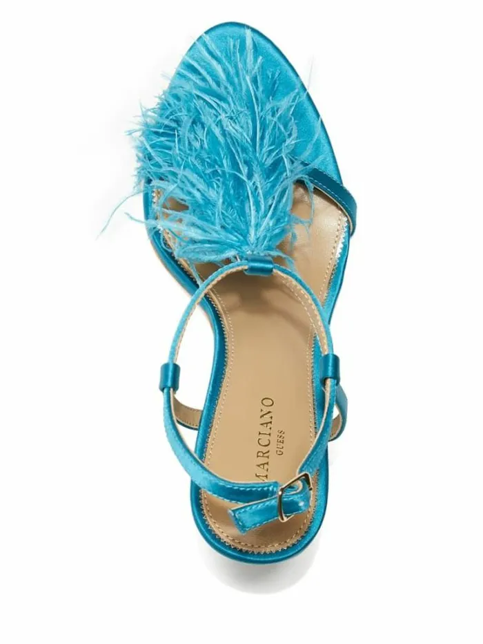 Shoes Women Marciano Reyon Feather Satin Heel Blue Opal Shoes Women Marciano Reyon Feather Satin Heel Blue Opal