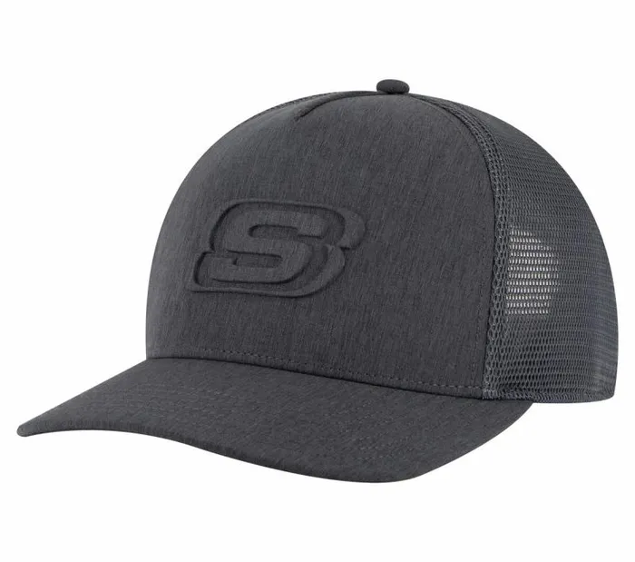 Skechers Embossed Trucker Hat Black Charcoal WomenMen Hats