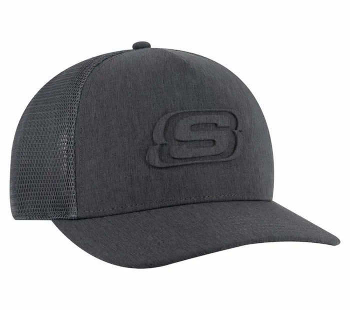 Skechers Embossed Trucker Hat Black Charcoal WomenMen Hats Skechers Embossed Trucker Hat Black Charcoal WomenMen Hats