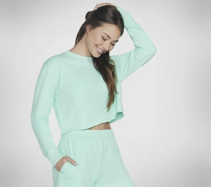 Skechers Essential Crop Crewneck Mint Multi Women Tops Skechers Essential Crop Crewneck Mint Multi Women Tops