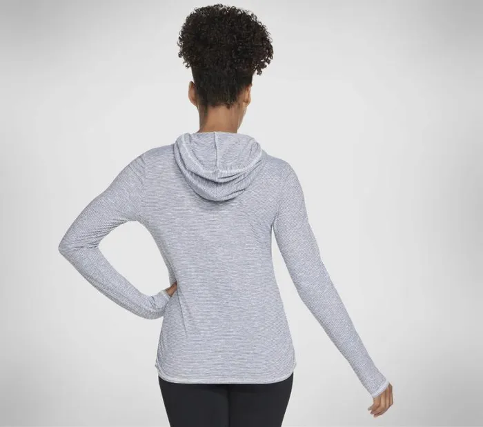 Skechers GO DRI Harmony Stripe Hoodie White Women Tops Skechers GO DRI Harmony Stripe Hoodie White Women Tops