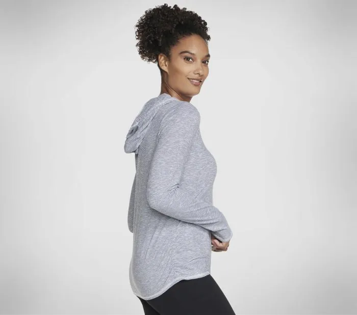 Skechers GO DRI Harmony Stripe Hoodie White Women Tops Skechers GO DRI Harmony Stripe Hoodie White Women Tops