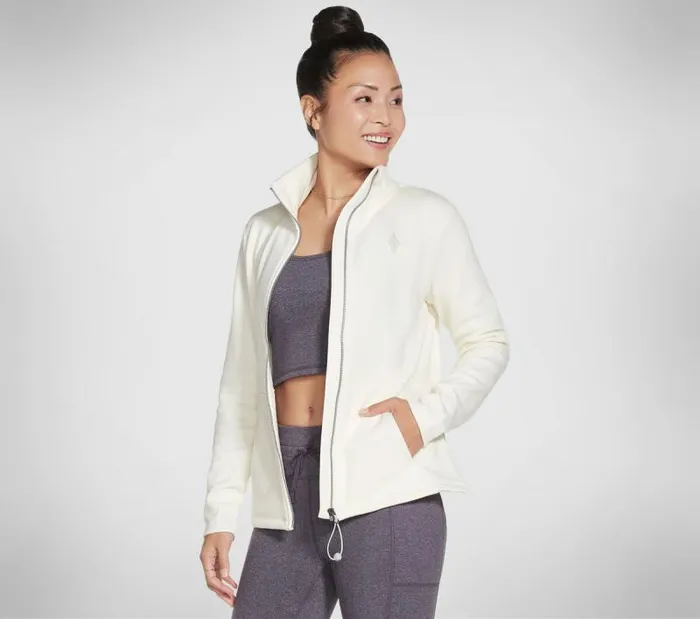 Skechers GO SNUGGLE Jacket Off White Women Tops Skechers GO SNUGGLE Jacket Off White Women Tops