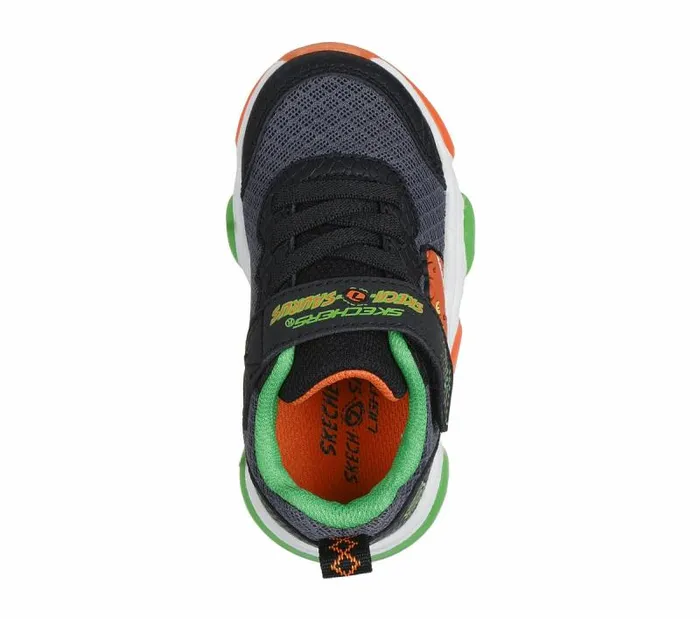 Skechers Mighty Glow 20 8211 DinoBolt Black Orange Kids Athletic Shoes and Sneakers Skechers Mighty Glow 20 8211 DinoBolt Black Orange Kids Athletic Shoes and Sneakers