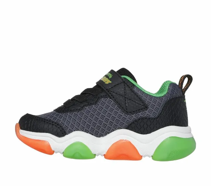 Skechers Mighty Glow 20 8211 DinoBolt Black Orange Kids Athletic Shoes and Sneakers Skechers Mighty Glow 20 8211 DinoBolt Black Orange Kids Athletic Shoes and Sneakers