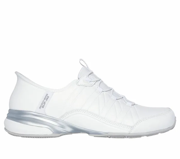 Skechers Skechers Slipins Exhilarate 8211 Zephyr White Silver Women Casual Sneakers Skechers Skechers Slipins Exhilarate 8211 Zephyr White Silver Women Casual Sneakers