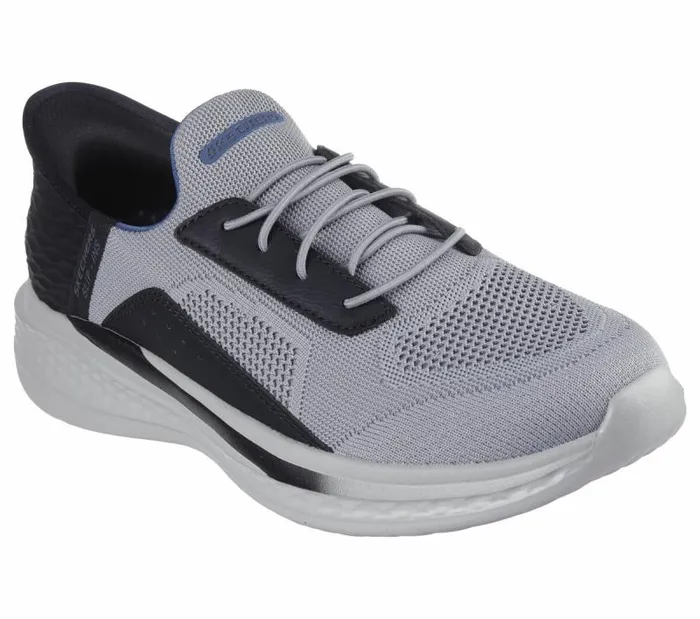 Skechers Skechers Slipins Relaxed Fit Slade 8211 Cohen Gray Black Men Casual Sneakers