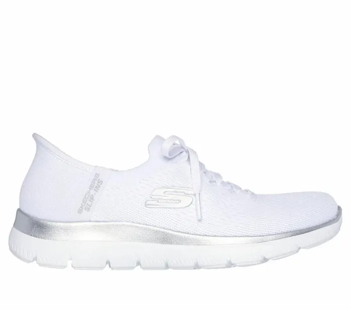 Skechers Skechers Slipins Summits 8211 Night Chic White Silver Women Athletic Sneakers Skechers Skechers Slipins Summits 8211 Night Chic White Silver Women Athletic Sneakers