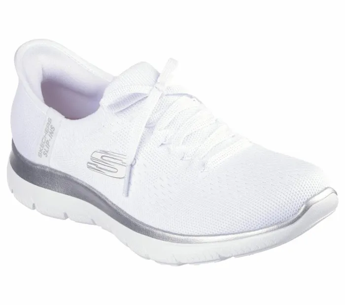 Skechers Skechers Slipins Summits 8211 Night Chic White Silver Women Athletic Sneakers