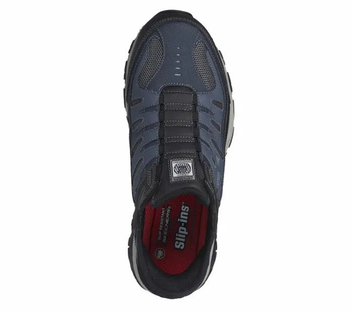 Skechers Skechers Slipins Work Cankton 8211 Faison Navy Gray Men Hands Free Slipins
