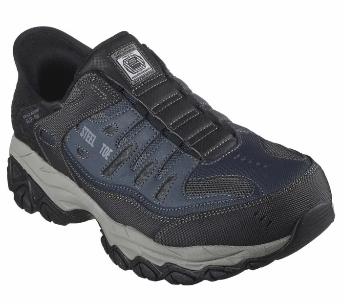 Skechers Skechers Slipins Work Cankton 8211 Faison Navy Gray Men Hands Free Slipins