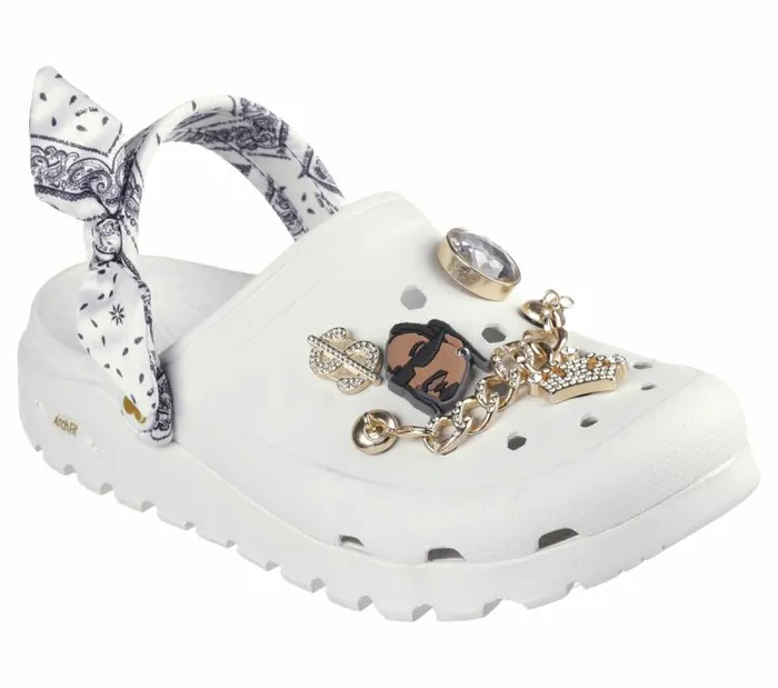Skechers Snoop Dogg Arch Fit Footsteps 8211 Rolling Glitz White Women SlipOns
