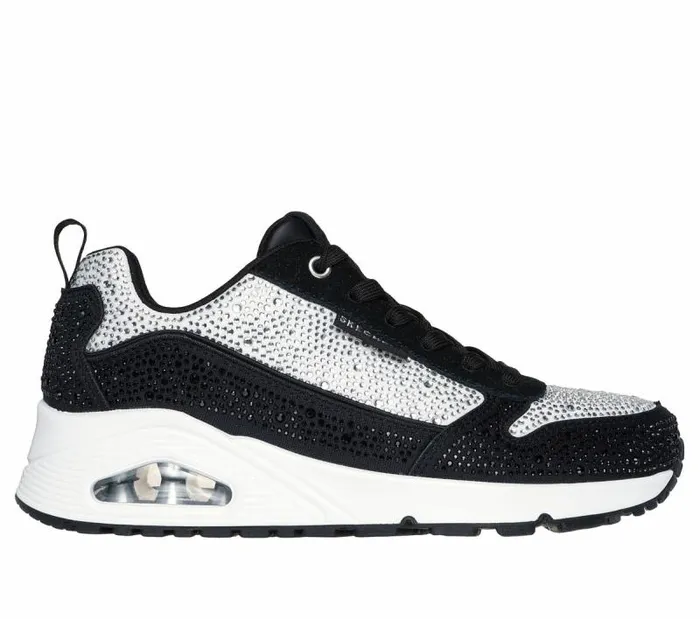 Skechers Uno 8211 World Of Gems Black White Women Casual Sneakers