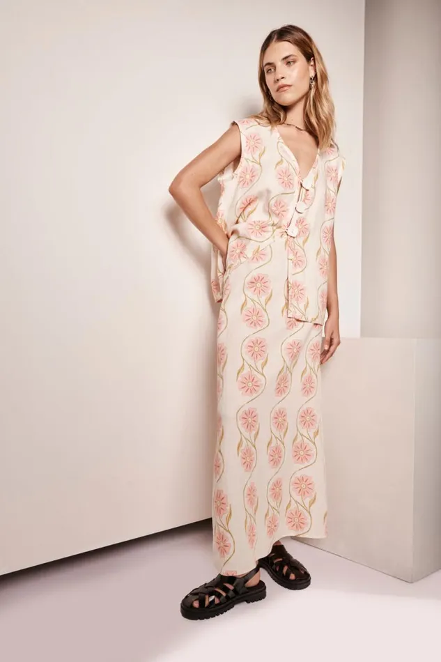 Skirts Women VRG GRL Ari Linen Maxi Skirt Bloom Skirts Women VRG GRL Ari Linen Maxi Skirt Bloom